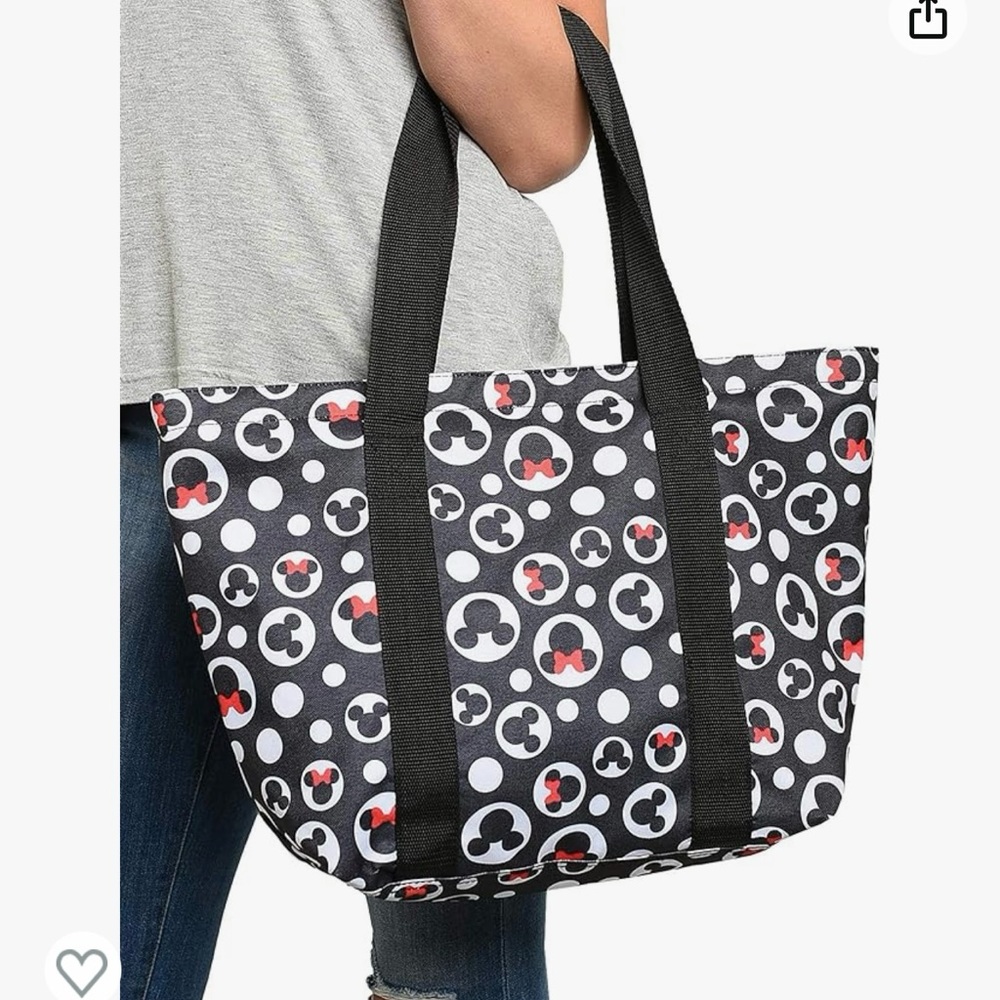 Disney Tote Bag - Mickey and Minnie Zipper Travel Bag